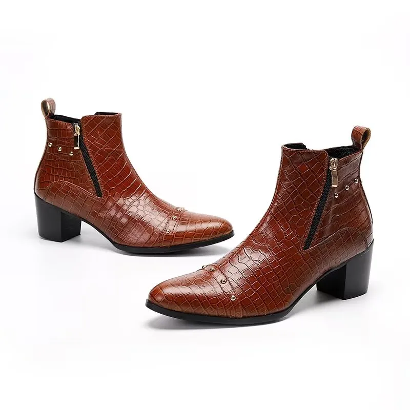 Luxury CrocLeather Sophisticated Dress Boots
