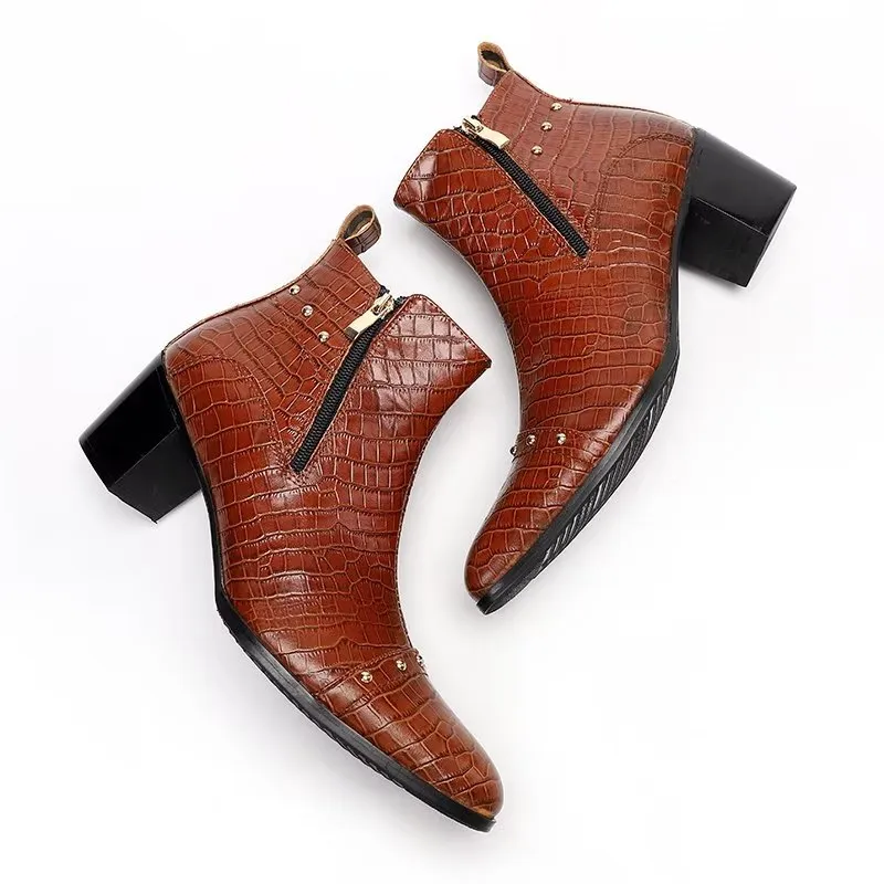 Luxury CrocLeather Sophisticated Dress Boots