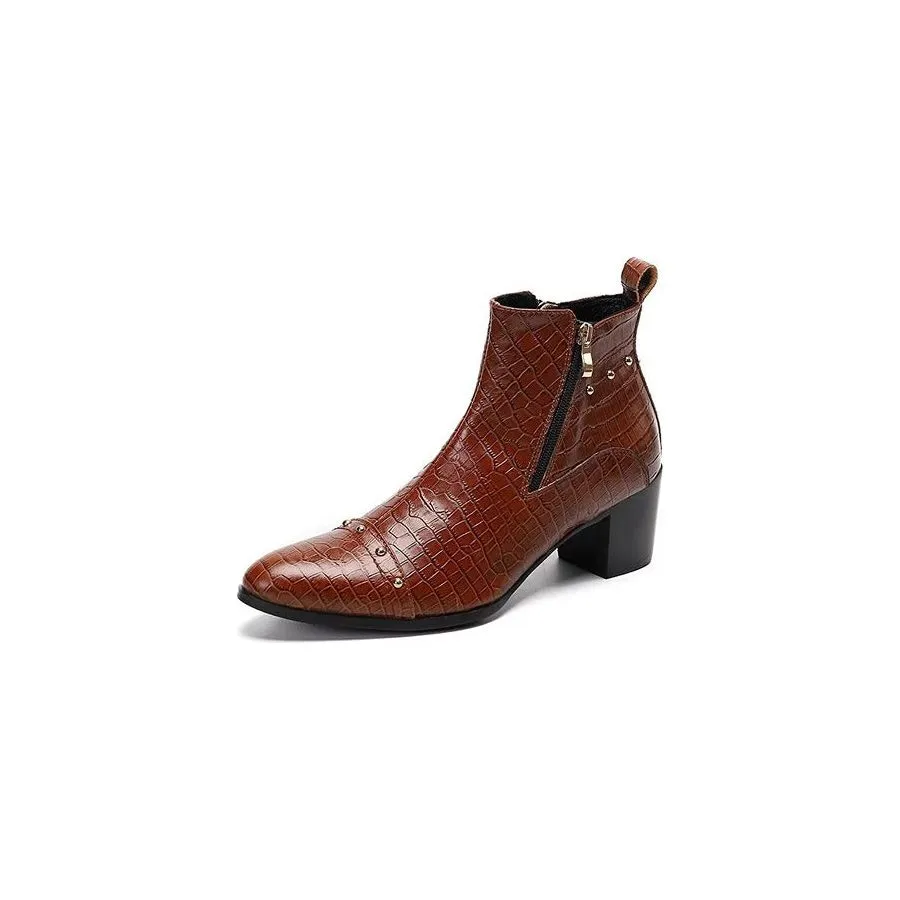 Luxury CrocLeather Sophisticated Dress Boots