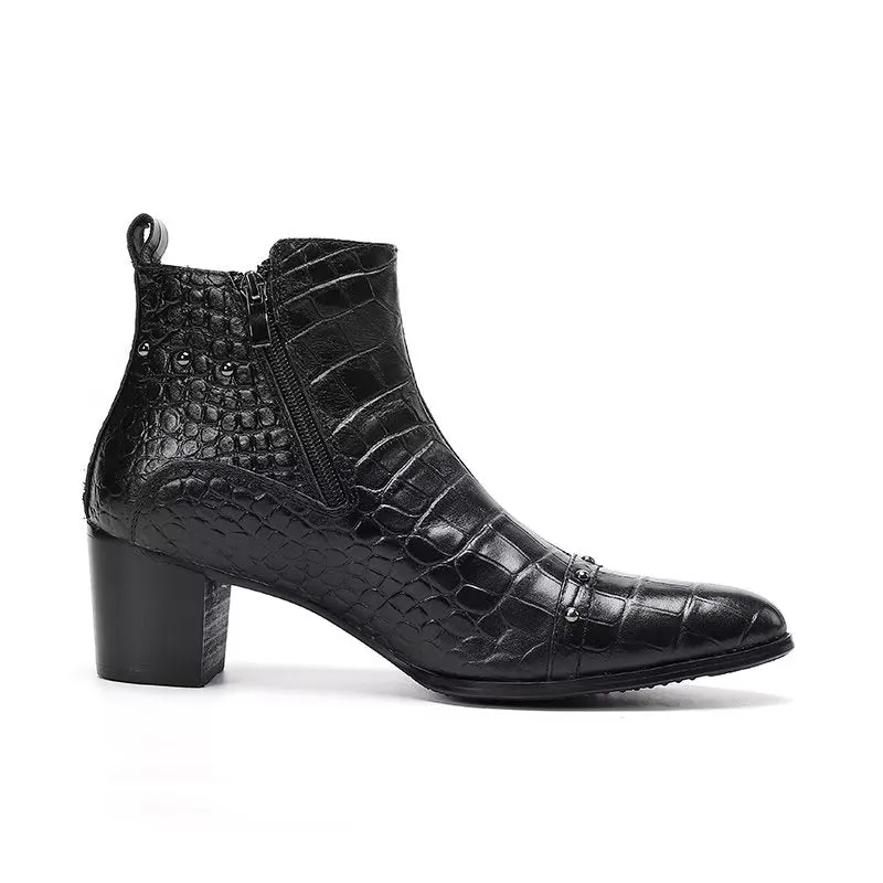 Luxury CrocLeather Sophisticated Dress Boots