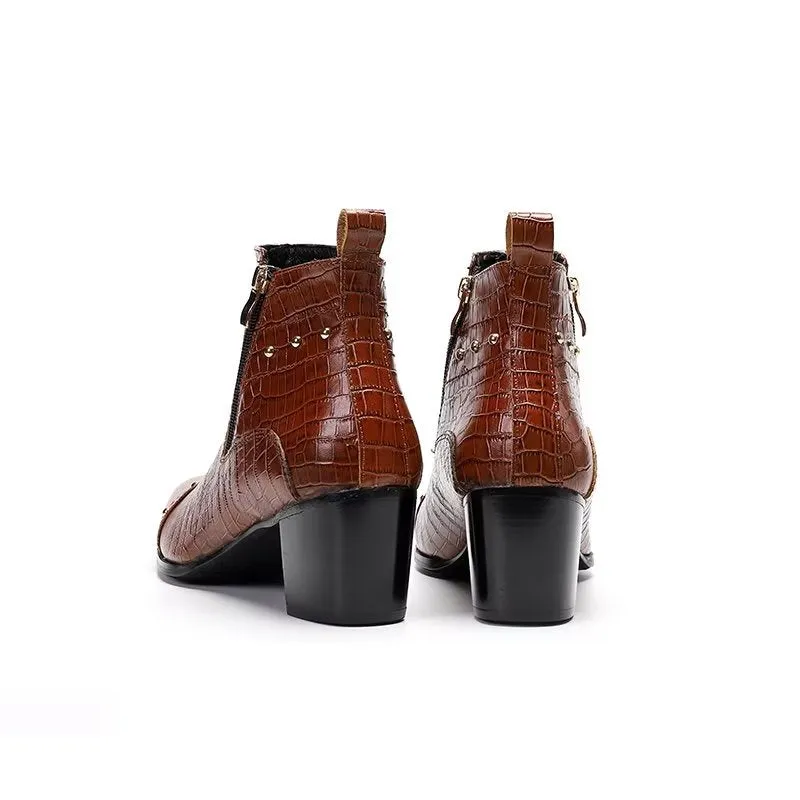 Luxury CrocLeather Sophisticated Dress Boots