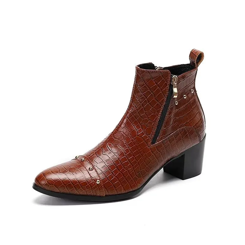 Luxury CrocLeather Sophisticated Dress Boots