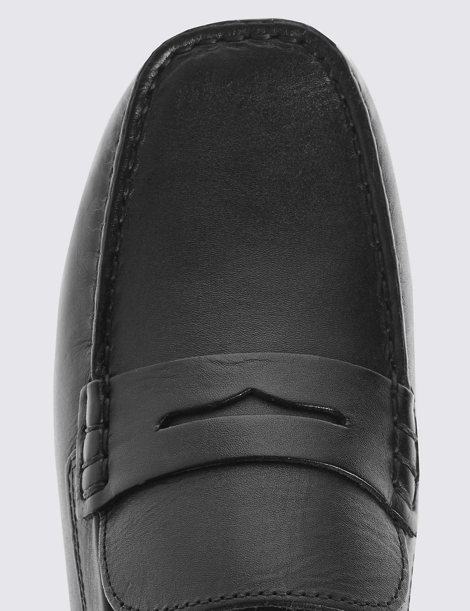 M&S Boys Black Leather Driving Shoes