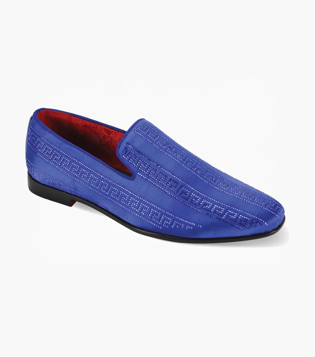 Men's Royal Blue Meander Pattern Slip-On Shoes