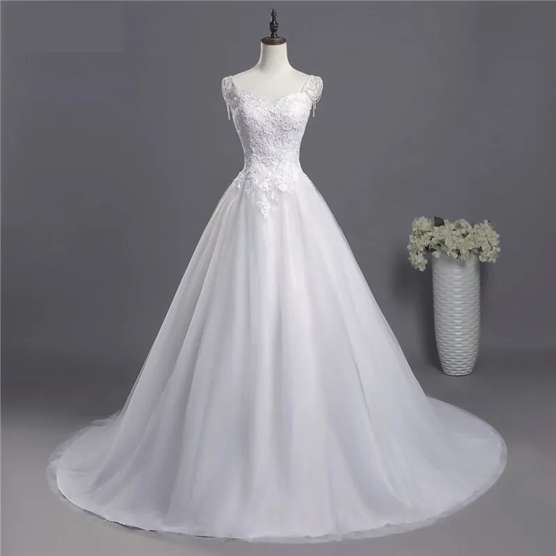Modest  A Line Bridal Court Train Wedding Dress