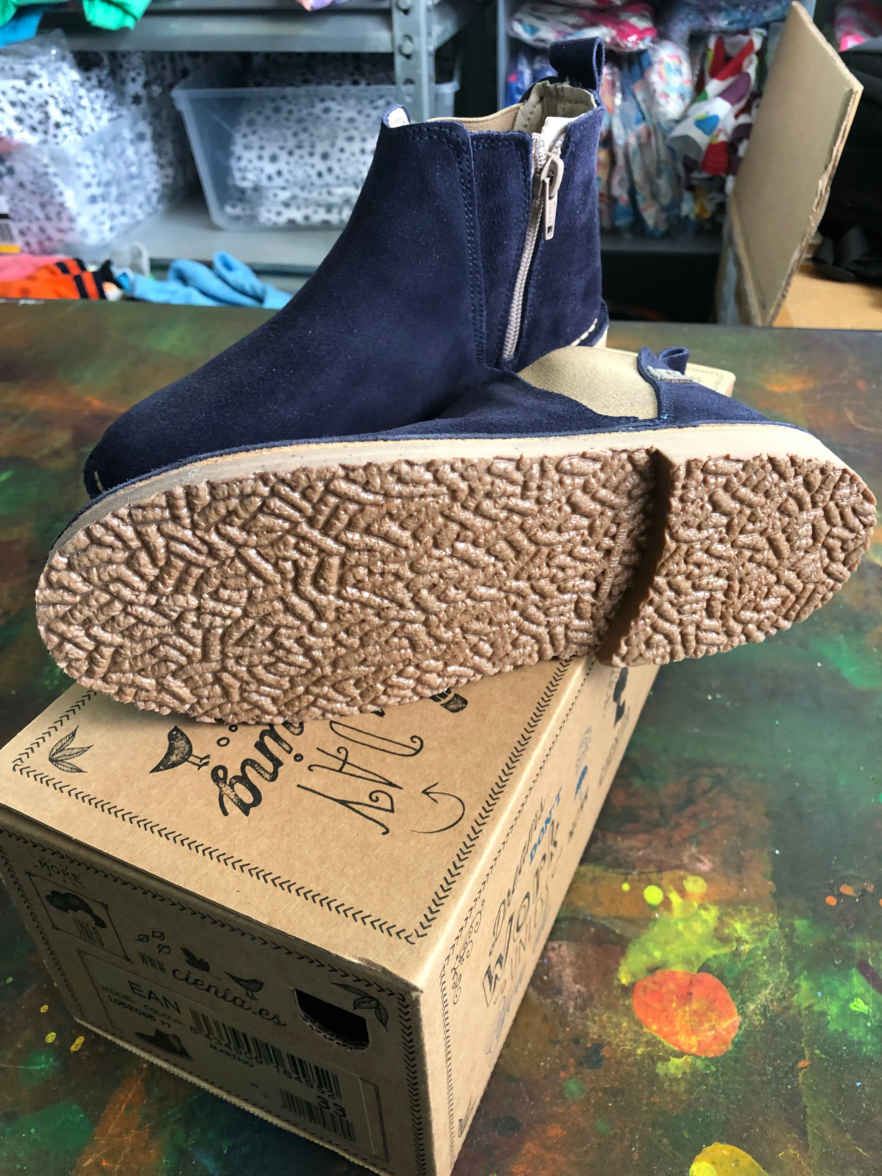 Navy Zipper Boots Unisex