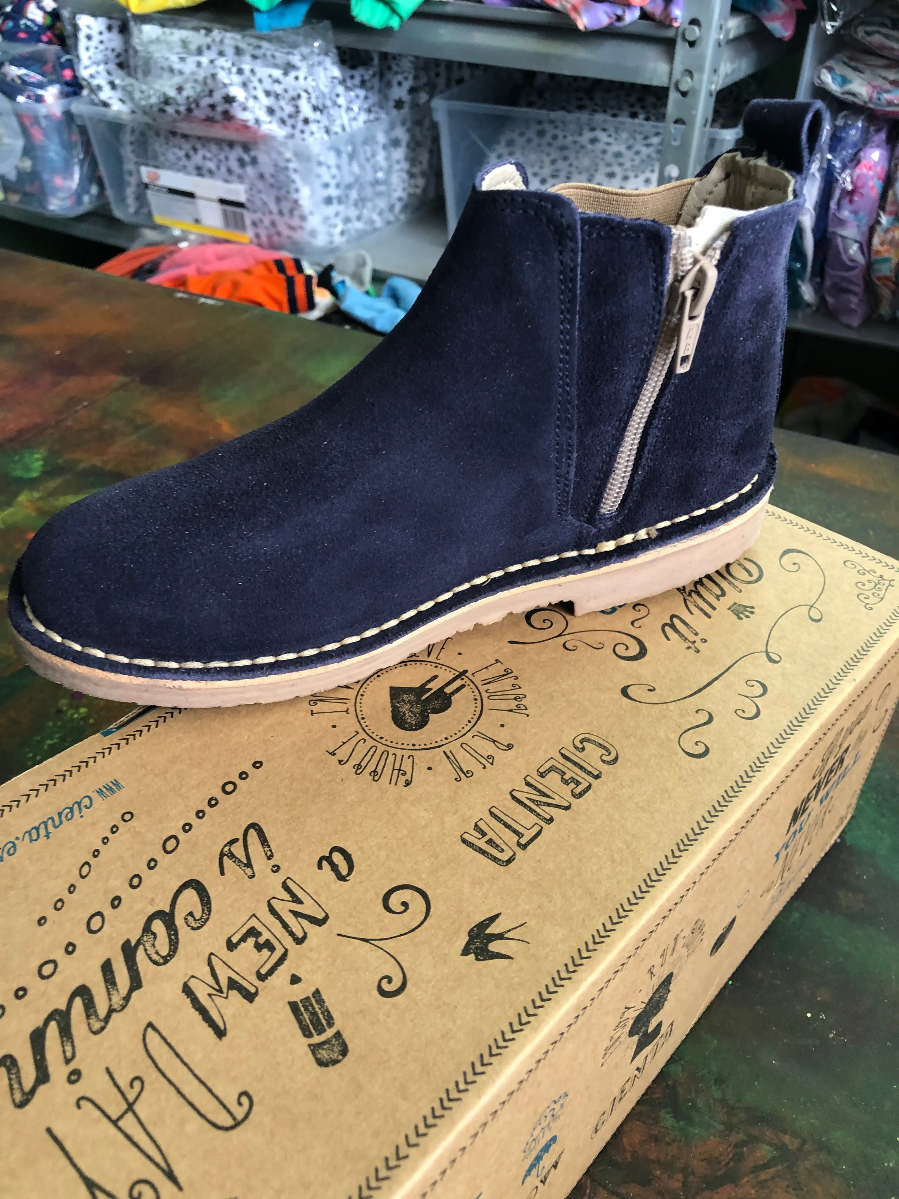 Navy Zipper Boots Unisex