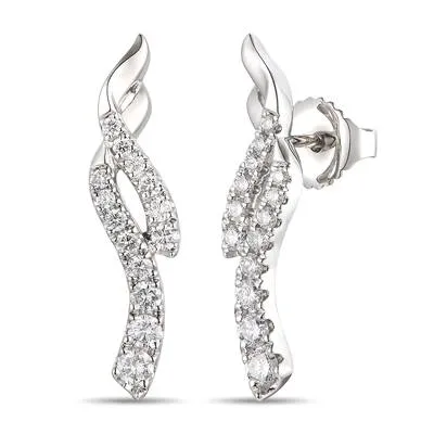 Platinum Diamond Drop Earrings w/ 0.42 ctw
