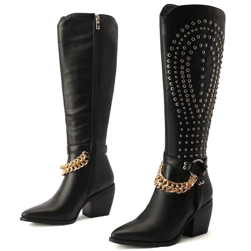 Pre Order:  Studded Faux Leather Boots
