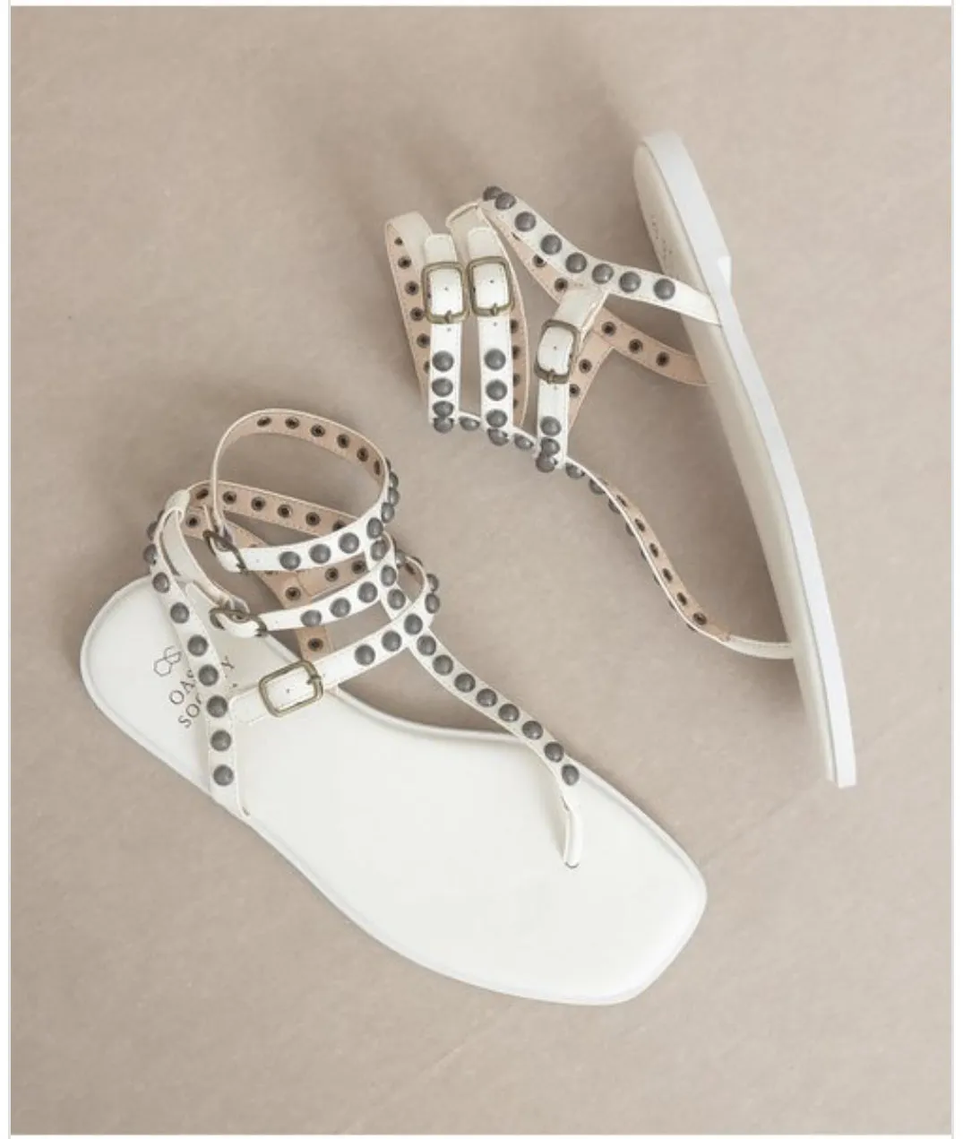 Strappy Studded Gladiator Thong Sandal
