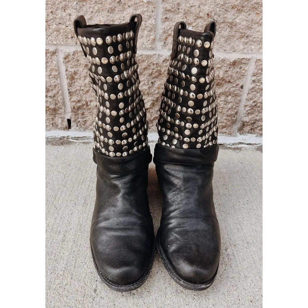 Stuart Weitzman Studded Moto Boots - Size 9