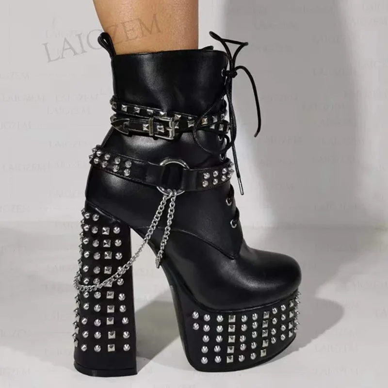 Stud & Chain Moto Boots