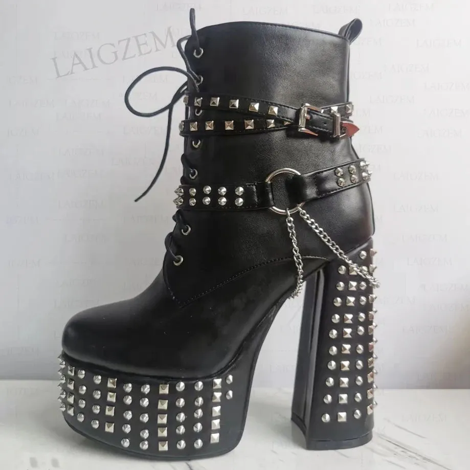 Stud & Chain Moto Boots