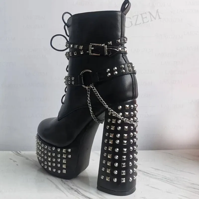 Stud & Chain Moto Boots