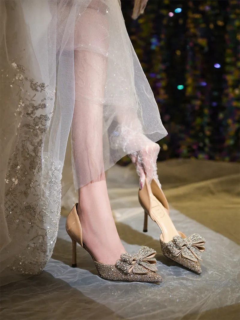 Stunning High Heels with Diamonds Wedding Shoes