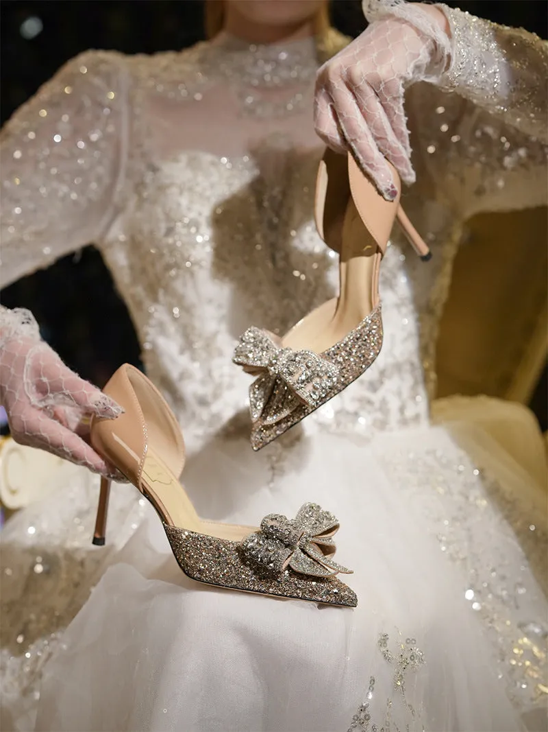 Stunning High Heels with Diamonds Wedding Shoes