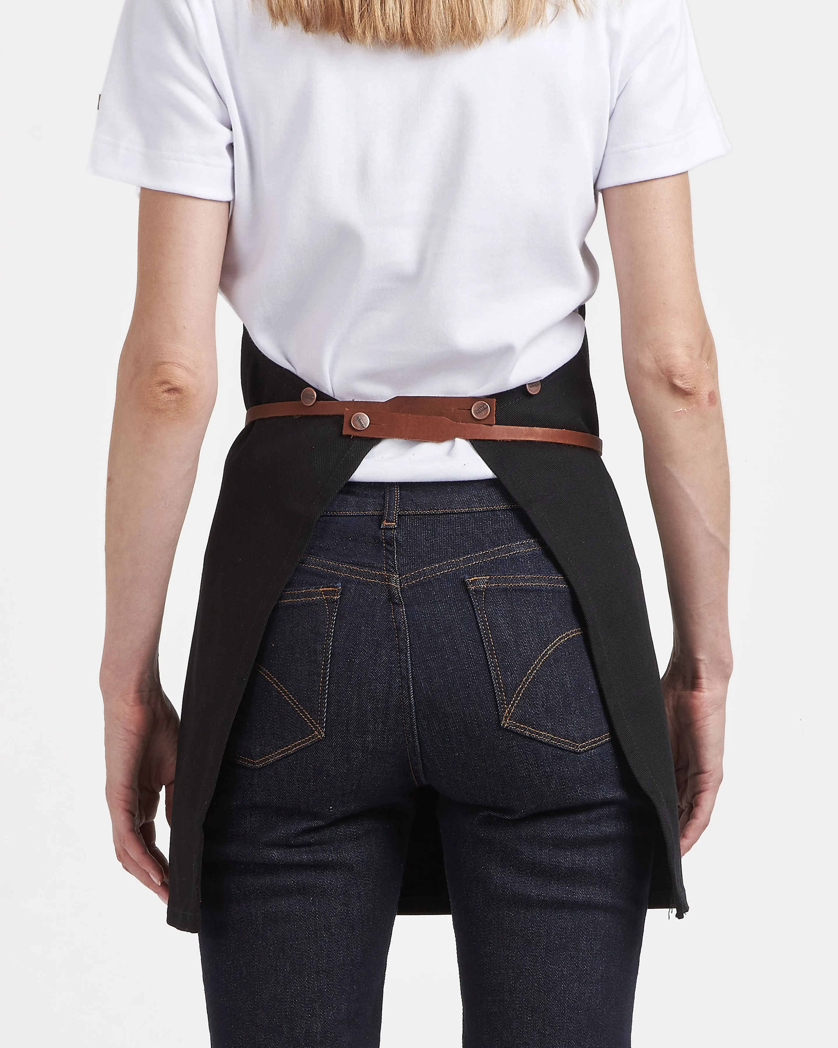 Tablier court en jean Noir