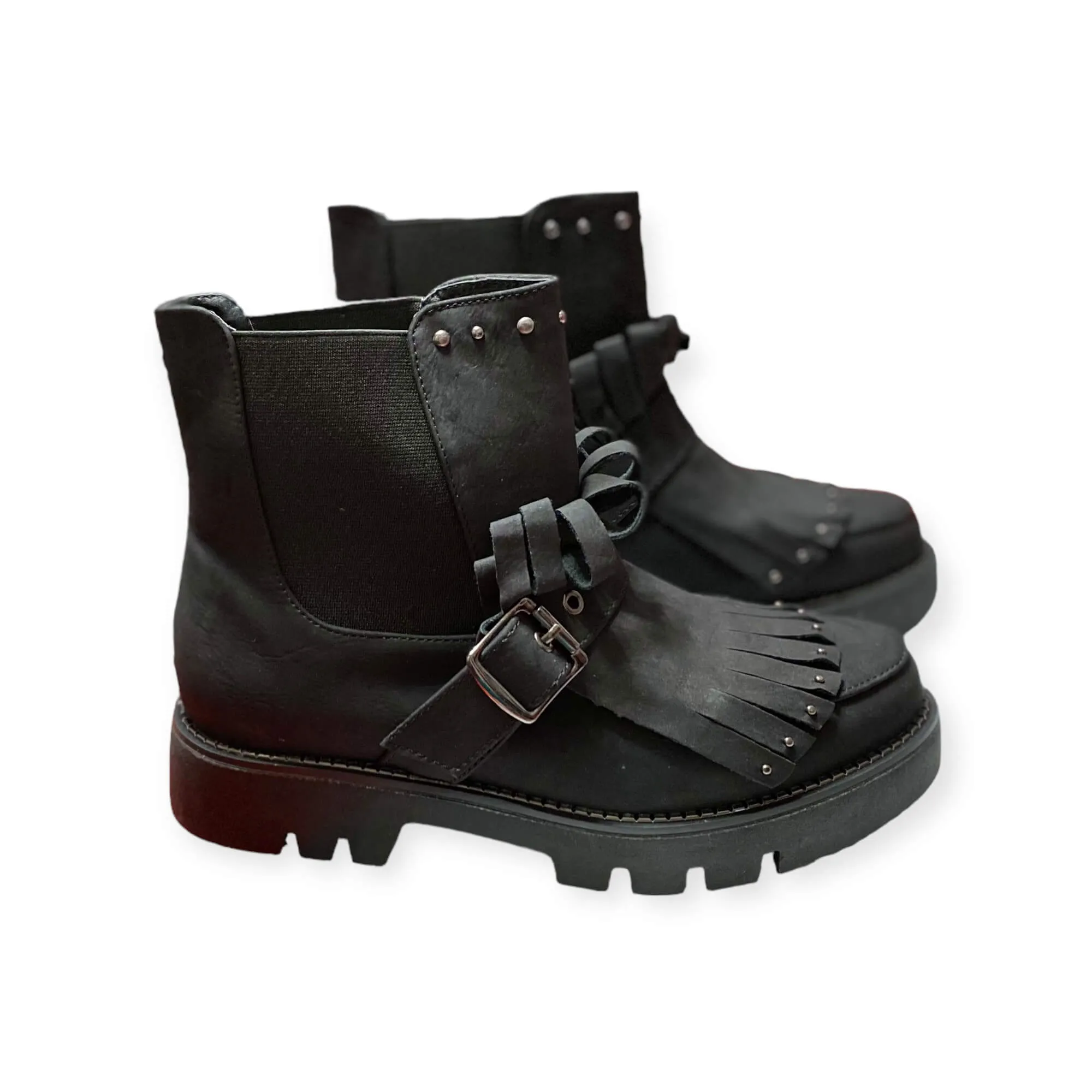 Women's Black Studded Combat Boots