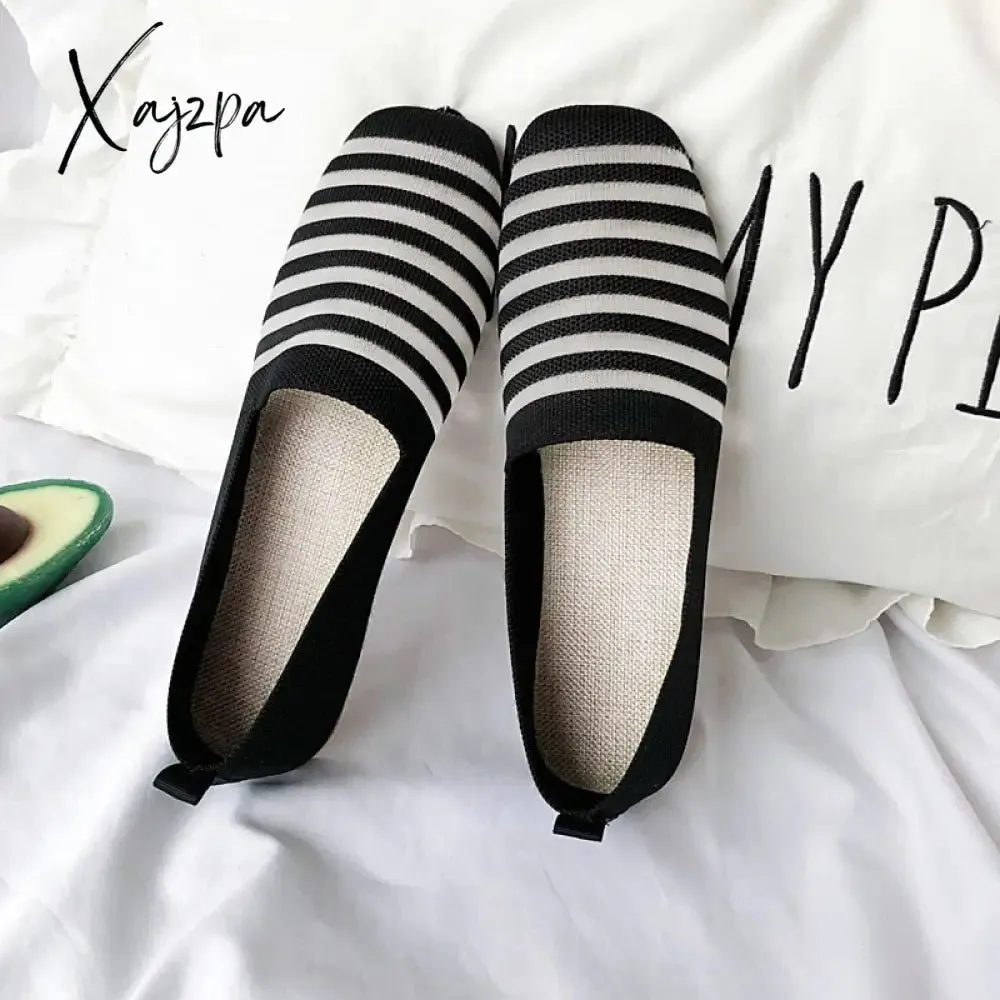 Xajzpa - 2023 Spring New Mesh Ballet Flats Women Square Toe Daily Loafers Breathable Flats Driving Shoes Sneakers Boat Shoes woman flats