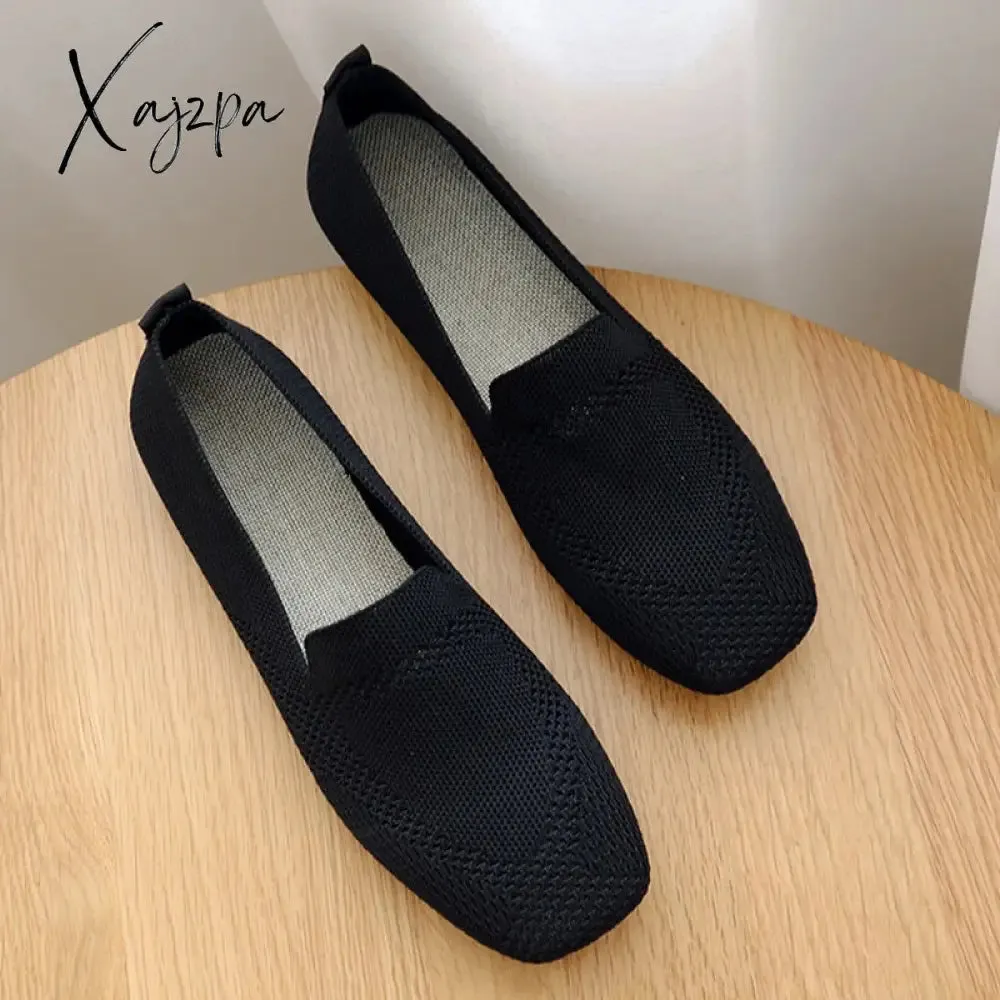 Xajzpa - 2023 Spring New Mesh Ballet Flats Women Square Toe Daily Loafers Breathable Flats Driving Shoes Sneakers Boat Shoes woman flats