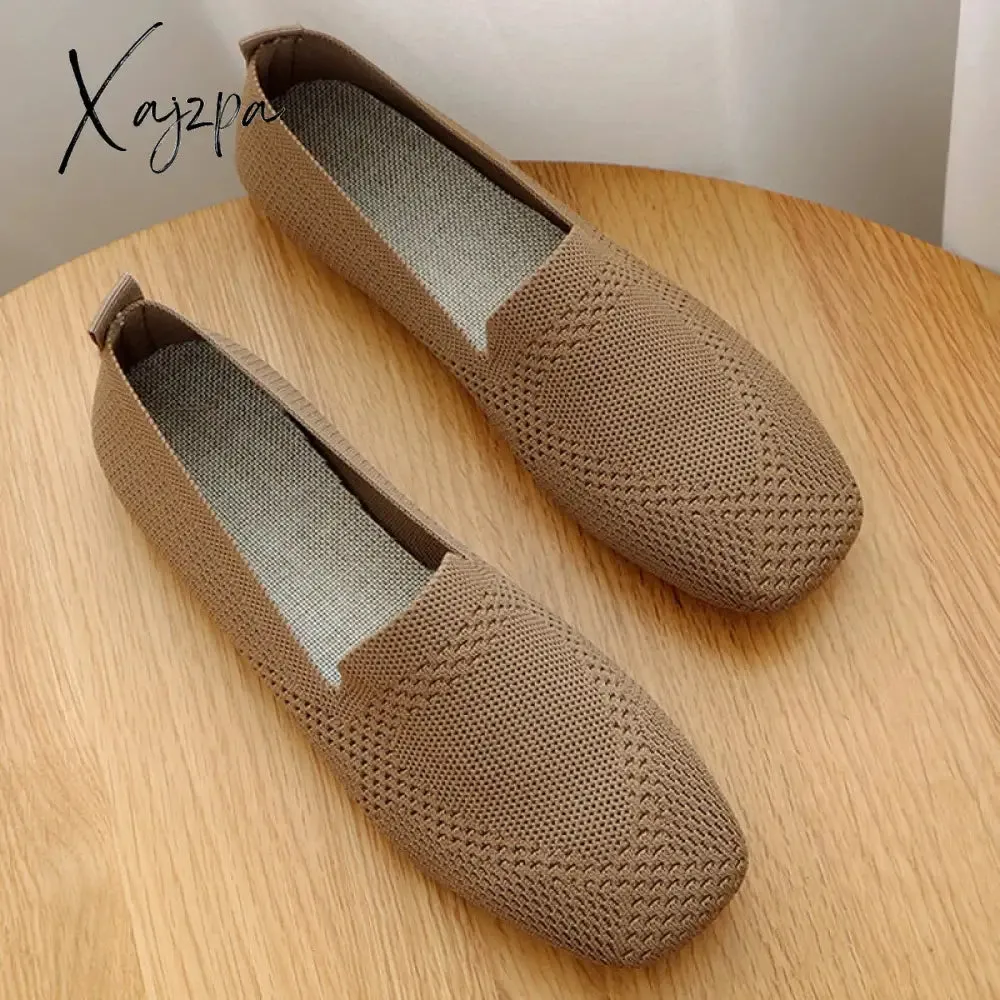 Xajzpa - 2023 Spring New Mesh Ballet Flats Women Square Toe Daily Loafers Breathable Flats Driving Shoes Sneakers Boat Shoes woman flats