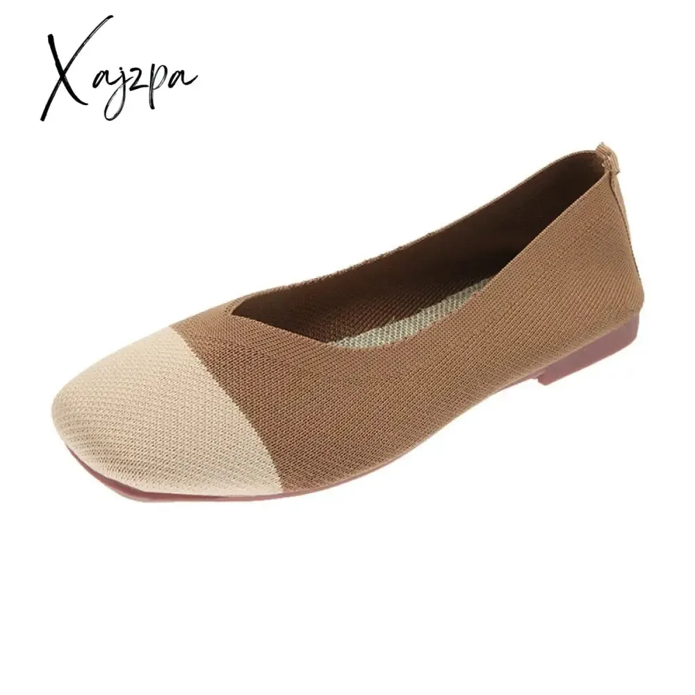 Xajzpa - 2023 Spring New Mesh Ballet Flats Women Square Toe Daily Loafers Breathable Flats Driving Shoes Sneakers Boat Shoes woman flats