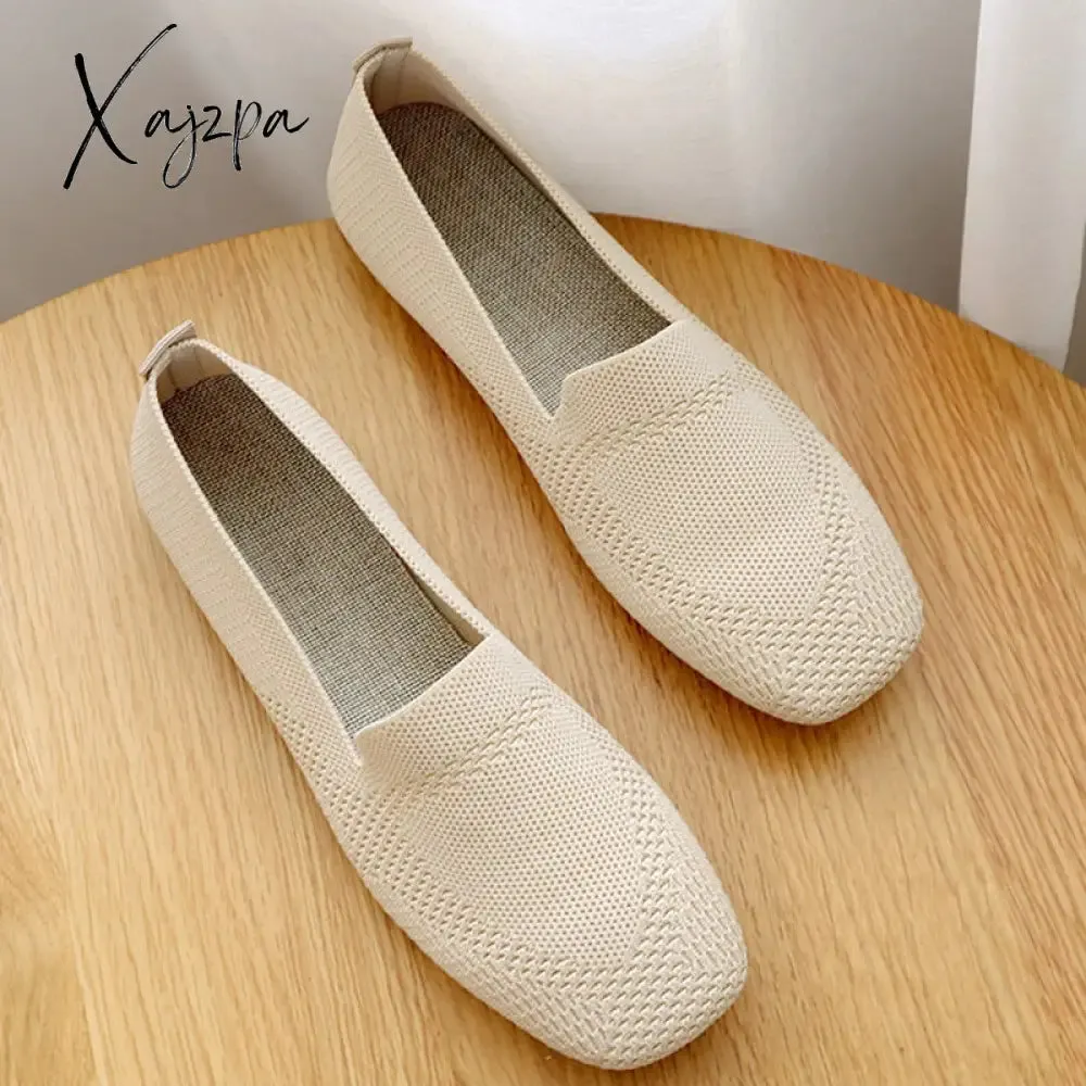 Xajzpa - 2023 Spring New Mesh Ballet Flats Women Square Toe Daily Loafers Breathable Flats Driving Shoes Sneakers Boat Shoes woman flats