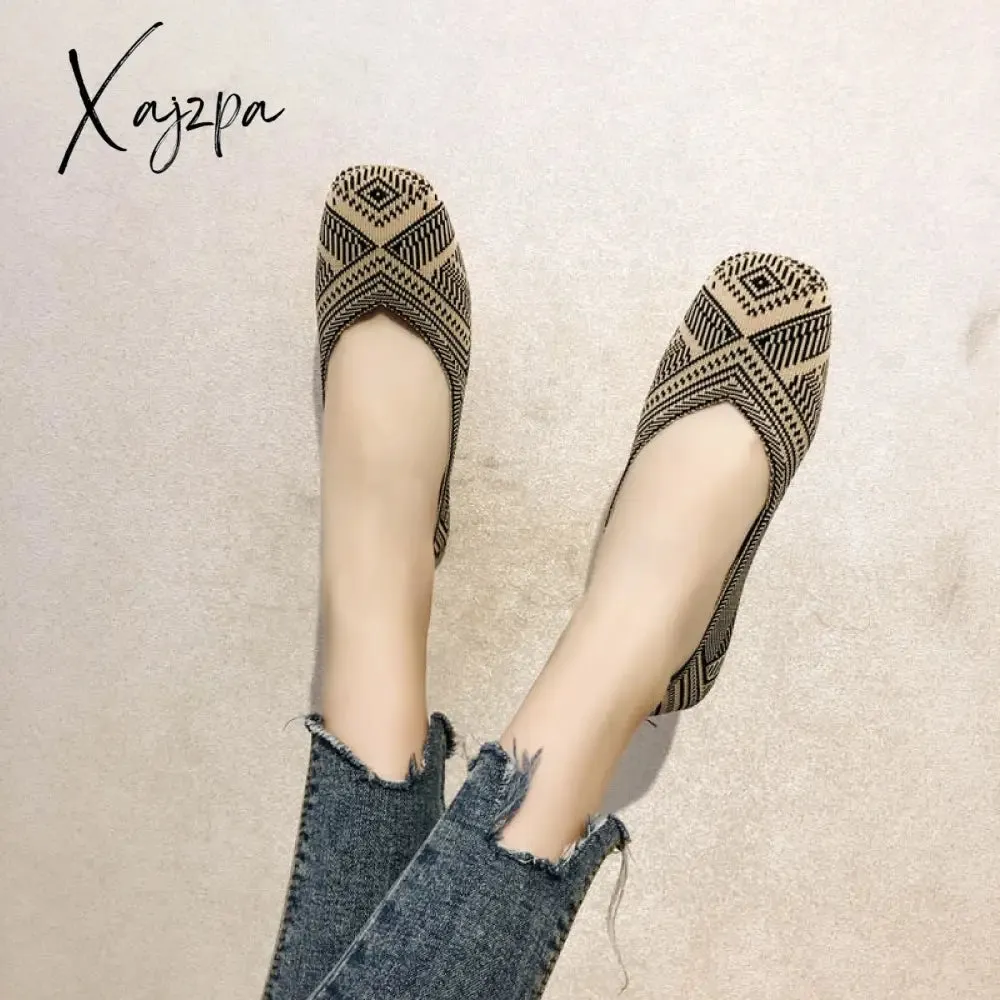 Xajzpa - 2023 Spring New Mesh Ballet Flats Women Square Toe Daily Loafers Breathable Flats Driving Shoes Sneakers Boat Shoes woman flats