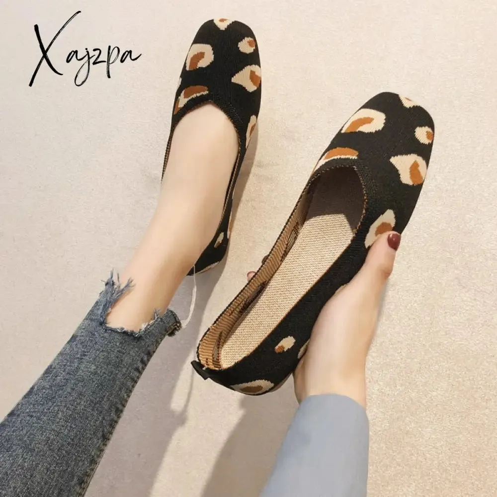 Xajzpa - 2023 Spring New Mesh Ballet Flats Women Square Toe Daily Loafers Breathable Flats Driving Shoes Sneakers Boat Shoes woman flats