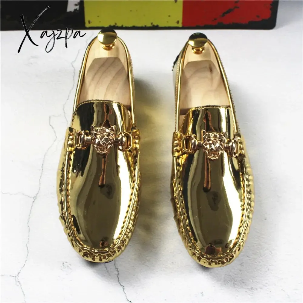 Xajzpa - Fashion Young Casual Loafers Shoes Large Size 47 48 Patent Leather Handmade Men Shoes Rubber Non-Slip Driving Men Footwear